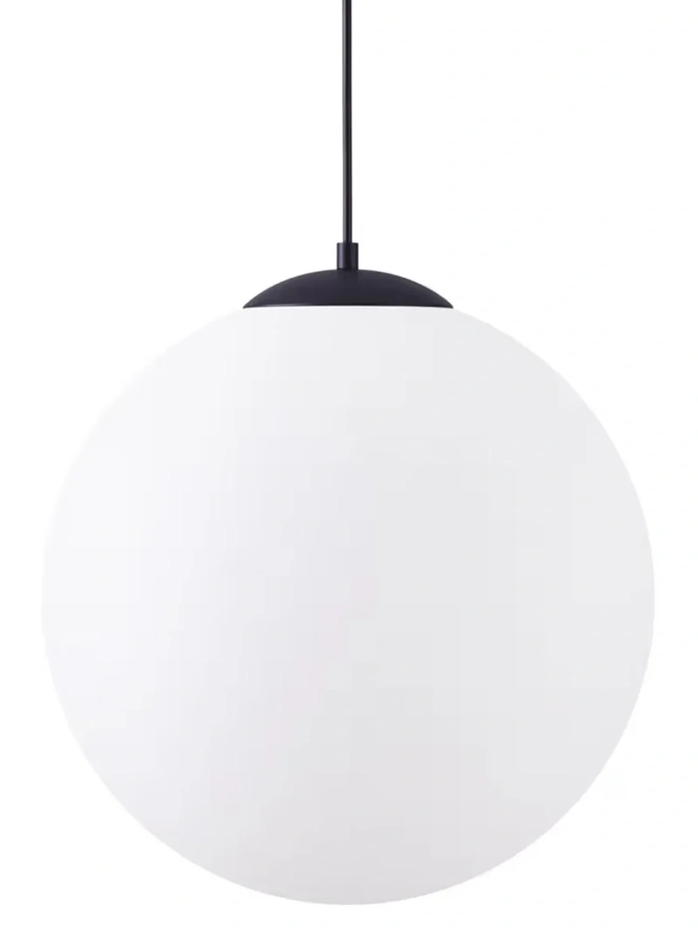Modern Black Milk Glass Globe Pendant Light 15.7” Mid Century Adjustable